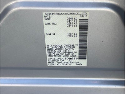 2018 Nissan LEAF SV Hatchback 4D