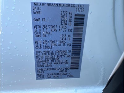 2026 Nissan Frontier SV Sport Utility 4D