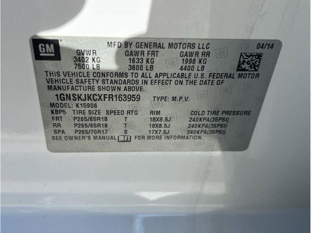 2015 Chevrolet Suburban LT Sport Utility 4D