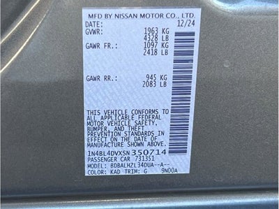 2025 Nissan Altima 2.5 SV Sedan 4D