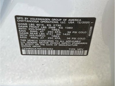 2021 Volkswagen Atlas SE 4Motion w/Tech Pkg Sport Utility 4D