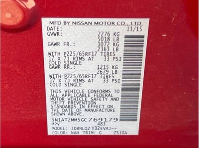 2016 Nissan Rogue SV Sport Utility 4D